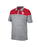 Men's Colosseum Heathered Gray, Crimson Oklahoma Sooners Birdie Polo Shirt