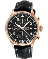 Gevril Men's Vaughn Swiss Automatic Italian Leather Strap Watch 44mm
