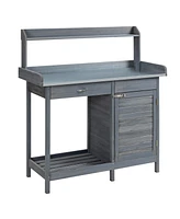 Outsunny Potting Bench Prep Table with Faucet, and Storage,