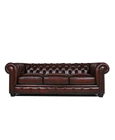 Alexandon Leather Chesterfield Tufted Sofa with Roll Arm