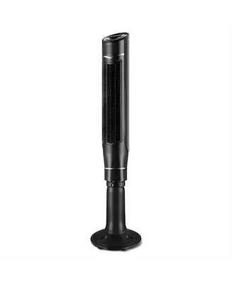Optimus 59 Inch 360 Degree Oscillation Pedestal Tower Fan in Black with Remote