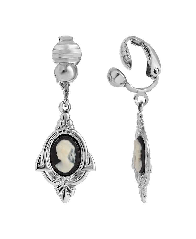 2028 Faux Cameo Clip Earrings
