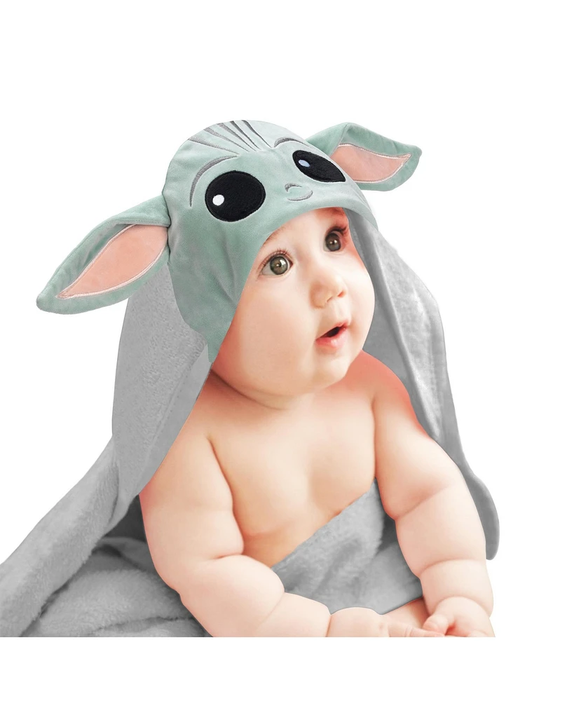 Lambs & Ivy Baby Boys Star Wars The Child/Baby Yoda/Grogu Gray Hooded Baby Bath Towel