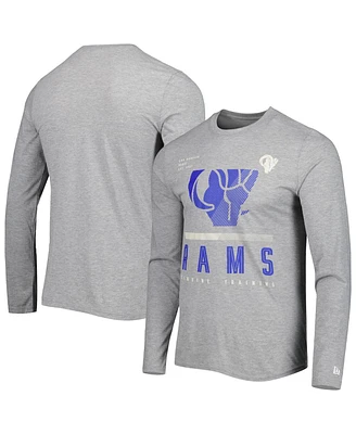 Men's New Era Heathered Gray Los Angeles Rams Combine Authentic Red Zone Long Sleeve T-shirt