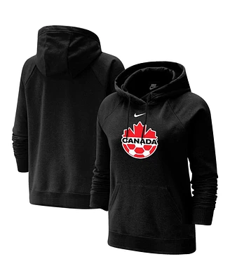 Women's Nike Black Canada Soccer Varsity Raglan Tri-Blend Pullover Hoodie