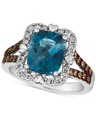 Le Vian Deep Sea Blue Topaz (3 ct. t.w.) & Diamond (5/8 ct. t.w.) Ring in 14k White Gold