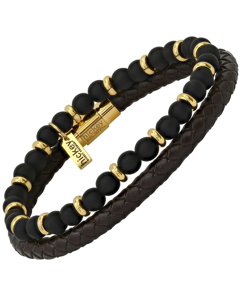 hickey by Hickey Freeman Roll-Braided Genuine Leather Bracelet, 2 Piece Set