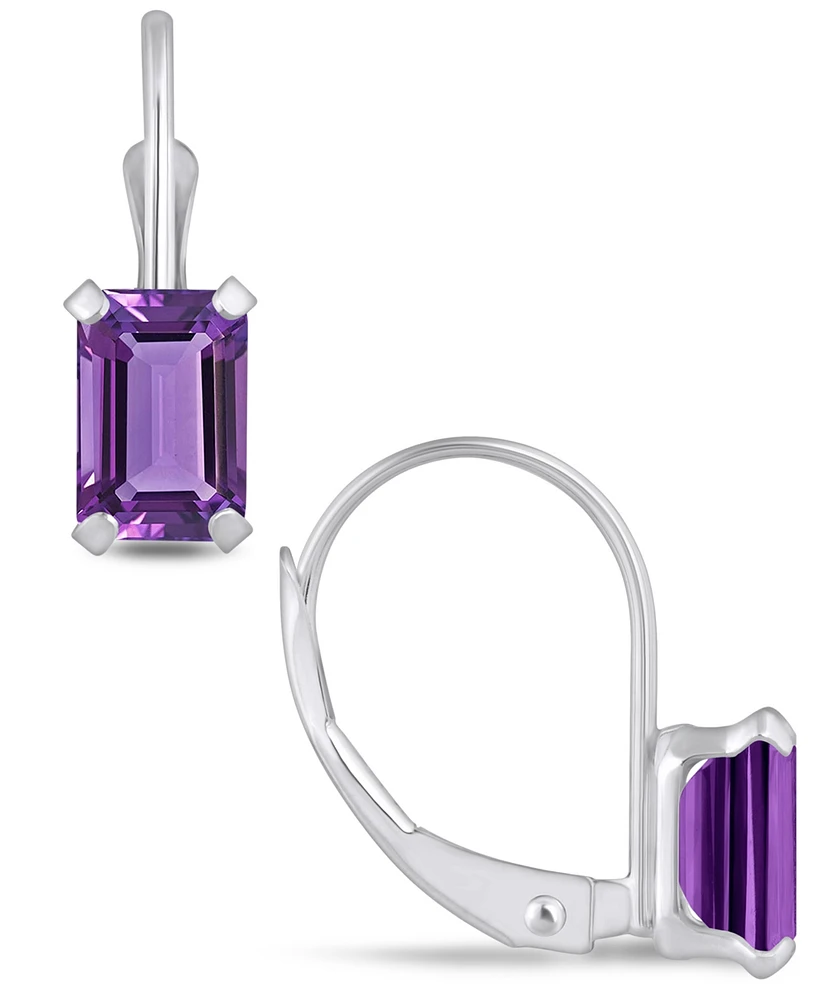 Macy's Gemstone Leverback Earrings 10K White Gold