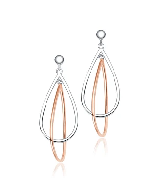 Classy Sterling Silver Two-Tone Pear Dangling Earrings
