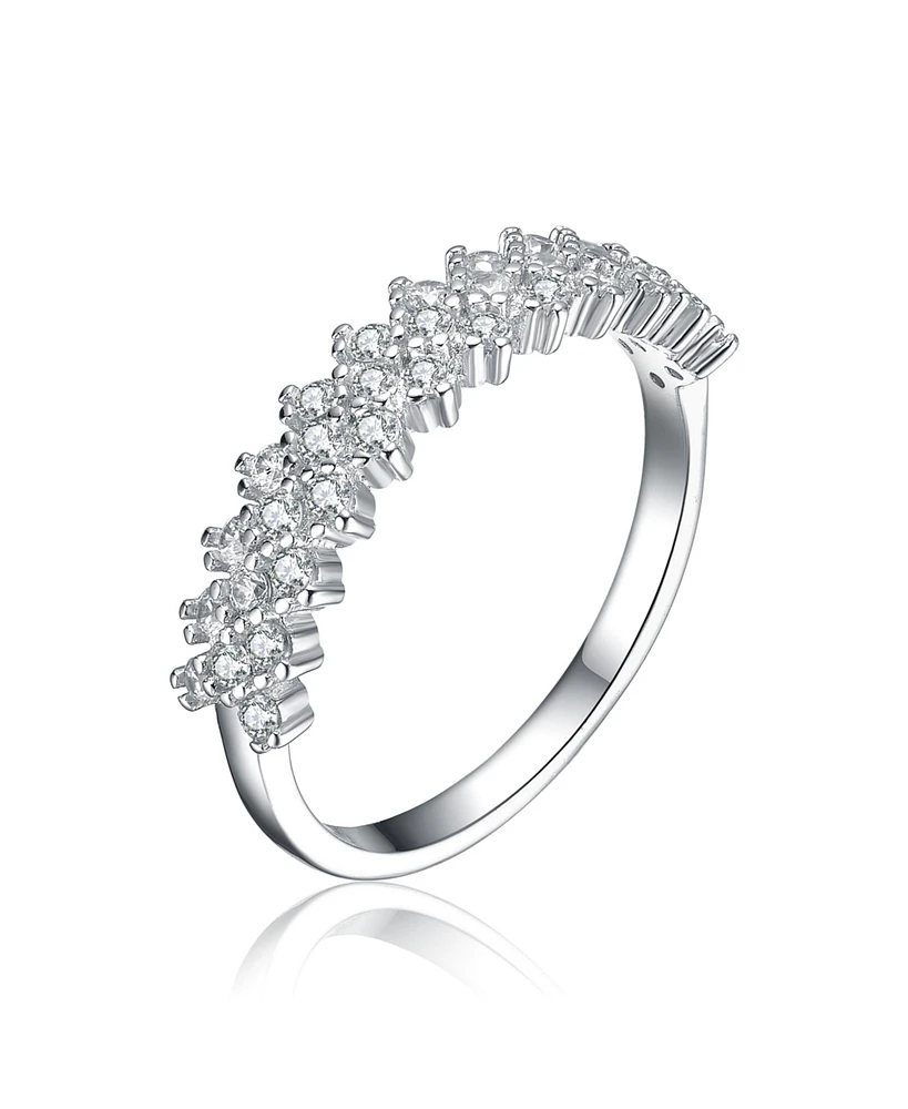 Sterling Silver Rhodium Plated Cubic Zirconia Band Ring