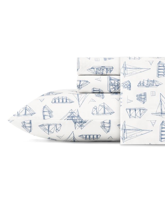 Nautica Whitewood Sail Cotton Percale 3-Piece Sheet Set