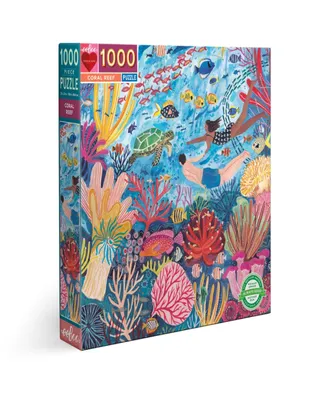 Eeboo Piece and Love Coral Reef 1000 Piece Square Adult Jigsaw Puzzle Set