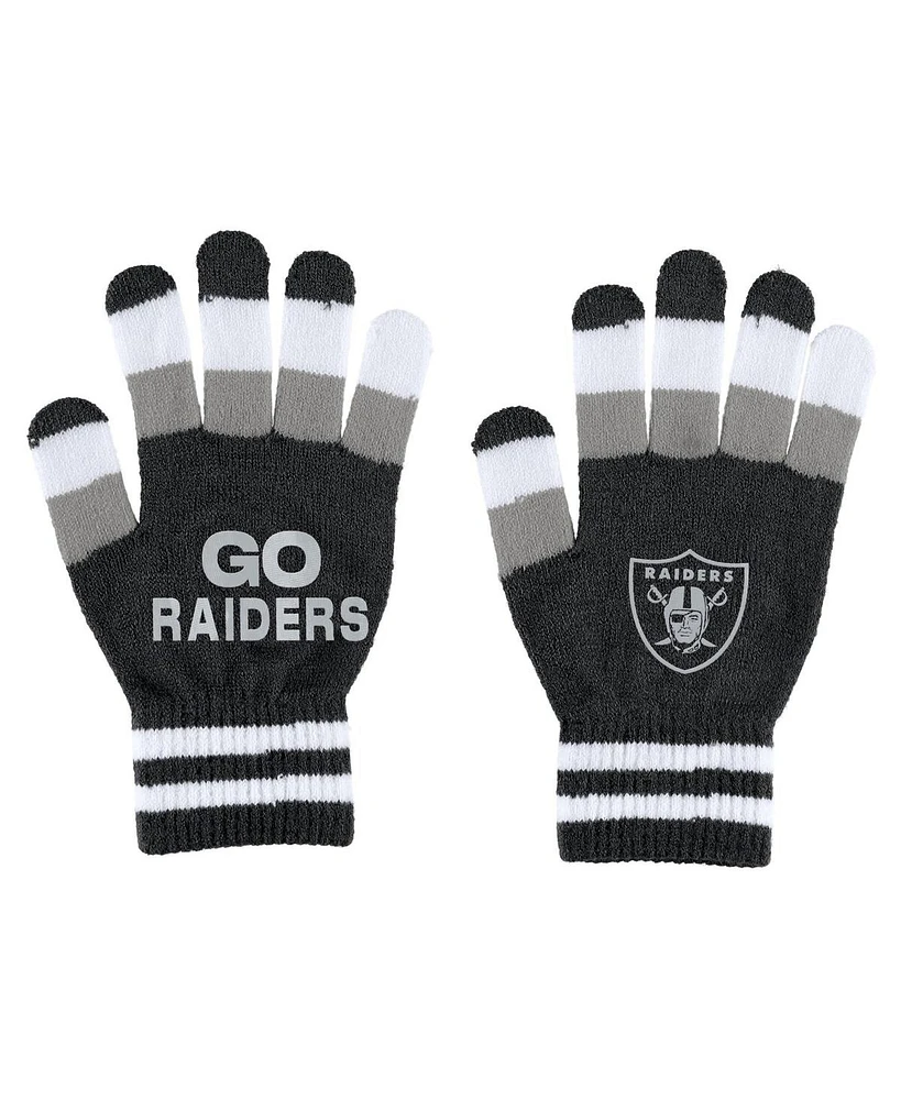 Women's Wear by Erin Andrews Las Vegas Raiders Striped Scarf and Gloves Set