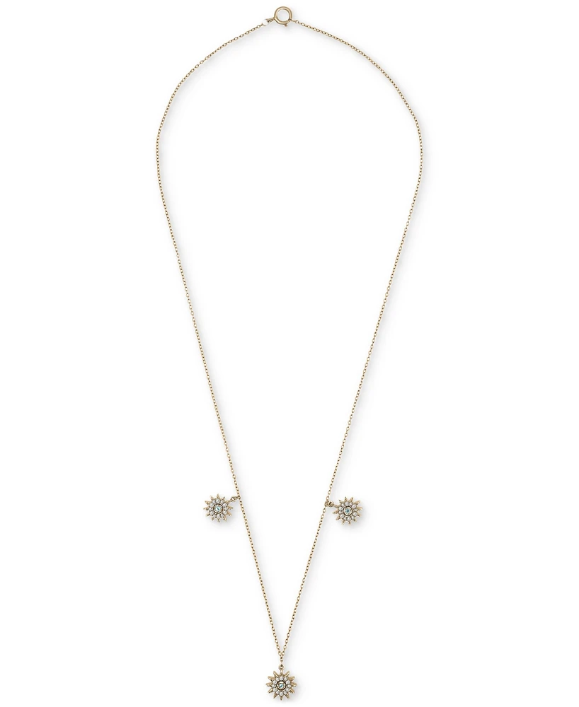 London Blue Topaz (1/10 ct. t.w.) & Lab-grown White Sapphire (1/3 ct. t.w.) Dangle Star Statement Necklace in 14k Gold-Plated Sterling Silver, 16" + 2