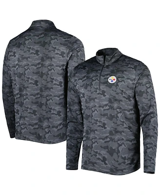 Men's Antigua Black Pittsburgh Steelers Brigade Quarter-Zip Sweatshirt