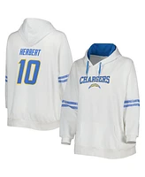 Women's Justin Herbert White, Powder Blue Los Angeles Chargers Plus Size Name and Number Pullover Hoodie