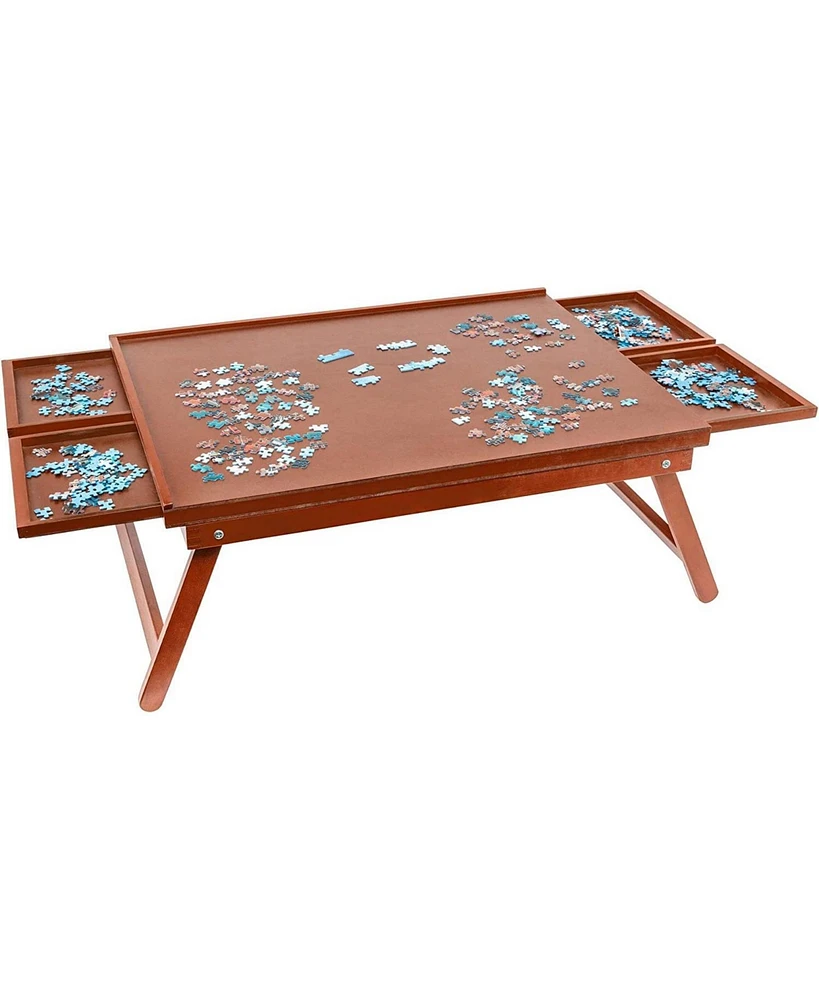 Jumbl 1000pc Puzzle Board 23”x31” Wooden Puzzle Table w/Legs