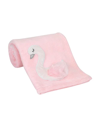 Bedtime Originals Blossom Pink/White Swan Coral Fleece Baby Blanket