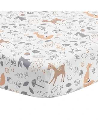 Bedtime Originals Deer Park White/Gray Woodland Animals Baby Fitted Crib Sheet