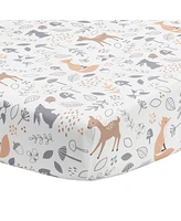 Bedtime Originals Deer Park White/Gray Woodland Animals Baby Fitted Crib Sheet
