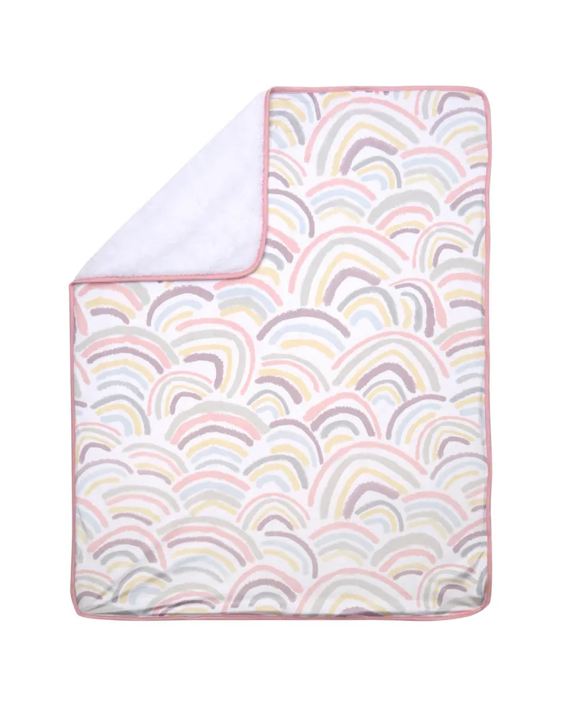Lambs & Ivy Signature Rainbow Minky/Faux Shearling Soft Fleece Baby Blanket