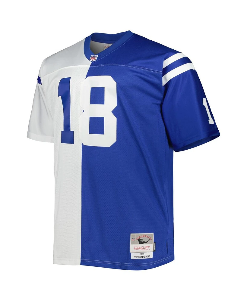 Men's Mitchell & Ness Peyton Manning White, Royal Indianapolis Colts Big and Tall Split Legacy Retired Player Replica Jersey