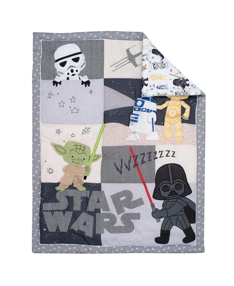 Lambs & Ivy Star Wars Classic 3-Piece Baby Crib Bedding Set - Yoda/Darth Vader