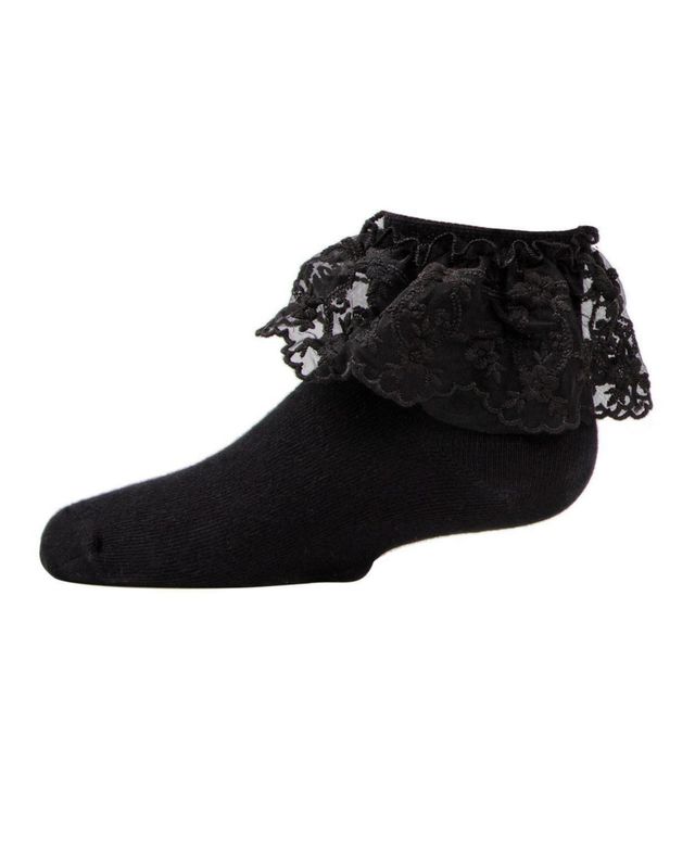 MeMoi Big Girls Petite Floral Lace Cotton Blend Anklet Socks