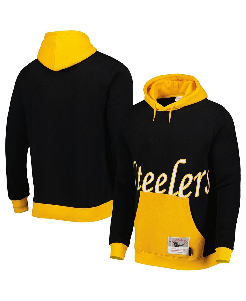 Men's Mitchell & Ness Black Pittsburgh Steelers Big Face 5.0 Pullover Hoodie