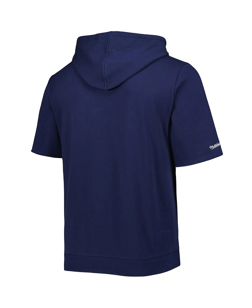 Men's Mitchell & Ness Navy Chicago Bears Washed Short Sleeve Pullover Hoodie