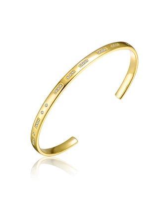 Ra 14K Gold Plated Cubic Zirconia Cuff Bracelet