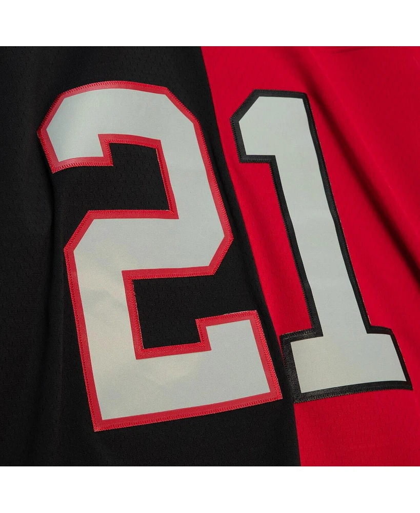 Men's Mitchell & Ness Deion Sanders Black, Red Atlanta Falcons Big and Tall Split Legacy Retired Player Replica Jersey