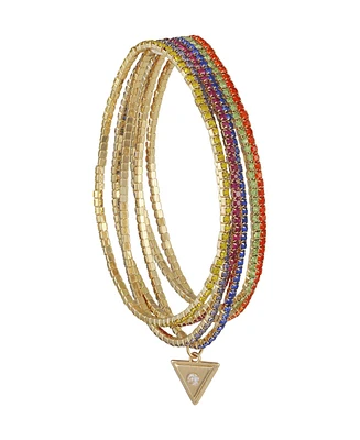 Guess Silver-Tone 6-Pc. Set Crystal Stretch Bracelets
