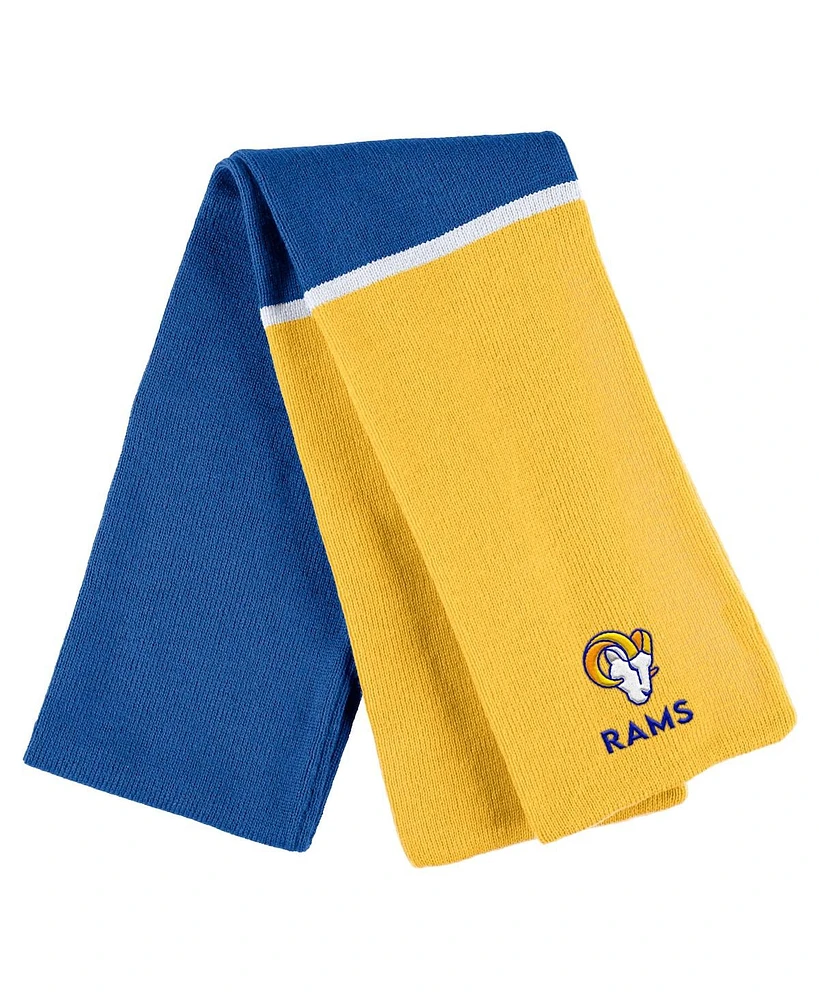 Women's Wear by Erin Andrews Royal Los Angeles Rams Colorblock Cuffed Knit Hat with Pom and Scarf Set