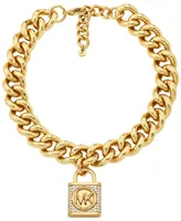 Michael Kors Statement Cubic Zirconia Pave Lock Chain Necklace