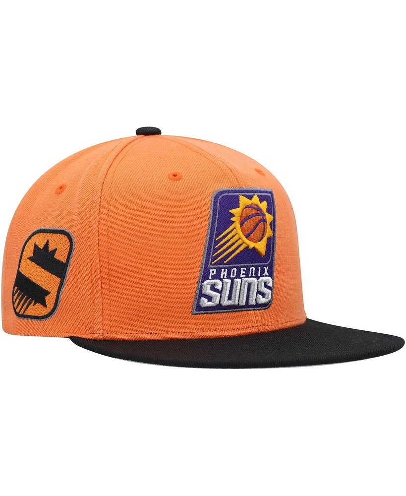 Men's Mitchell & Ness Orange, Black Phoenix Suns Side Core 2.0 Snapback Hat