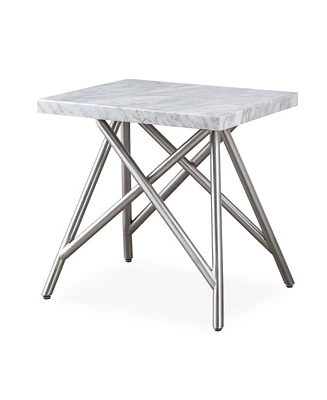 Coral Carrara Marble End Table