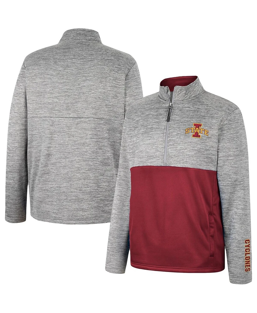 Men's Colosseum Gray Iowa State Cyclones John Half-Zip Jacket