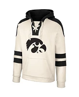 Men's Colosseum Cream Iowa Hawkeyes Lace-Up 4.0 Vintage-Like Pullover Hoodie