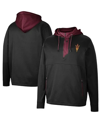 Men's Colosseum Black Arizona State Sun Devils Luge 3.0 Quarter-Zip Hoodie