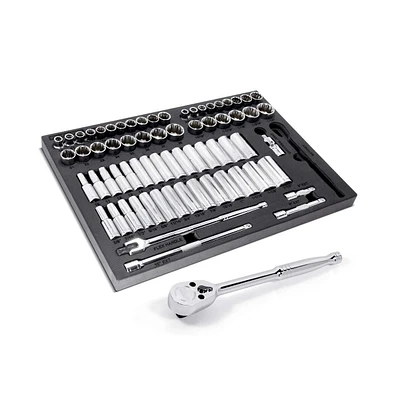 Powerbuilt 69 Piece Pro Tech 1/2 Inch Drive Sae and Metric Socket Set