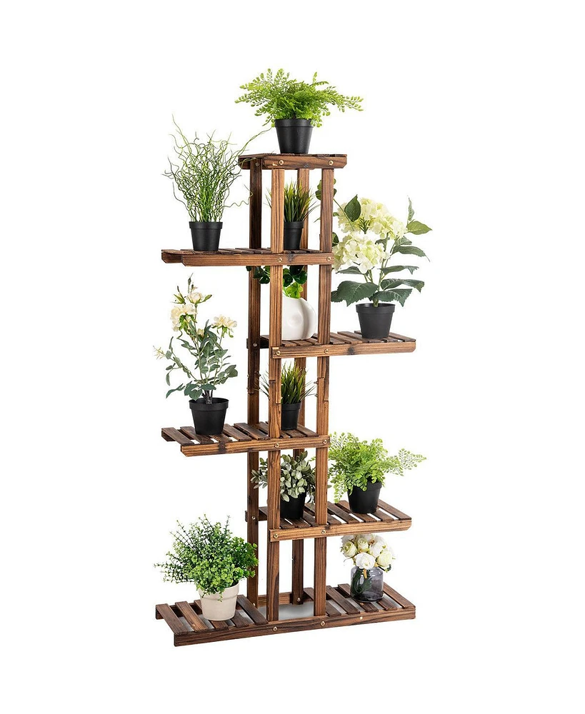 6 Tier 11 Pots Wooden Plant Flower Display Stand Wood Shelf