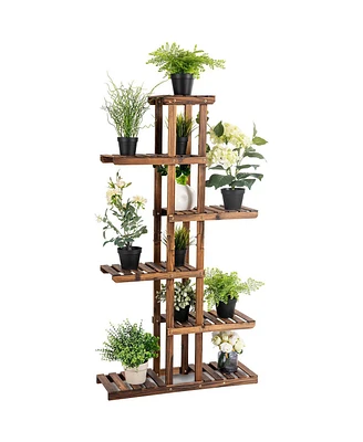6 Tier 11 Pots Wooden Plant Flower Display Stand Wood Shelf