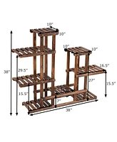 6Tier 13 Pots Wooden Plant Flower Display Stand Wood Shelf