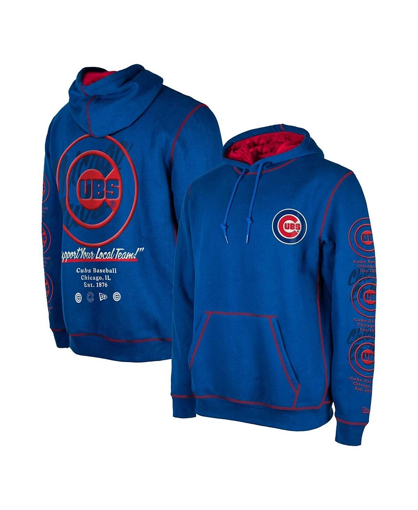 Men's New Era Royal Chicago Cubs Team Split Pullover Hoodie