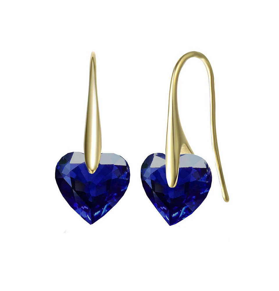 Sterling Silver Movable Cubic Zirconia Stylish Party Heart Earrings