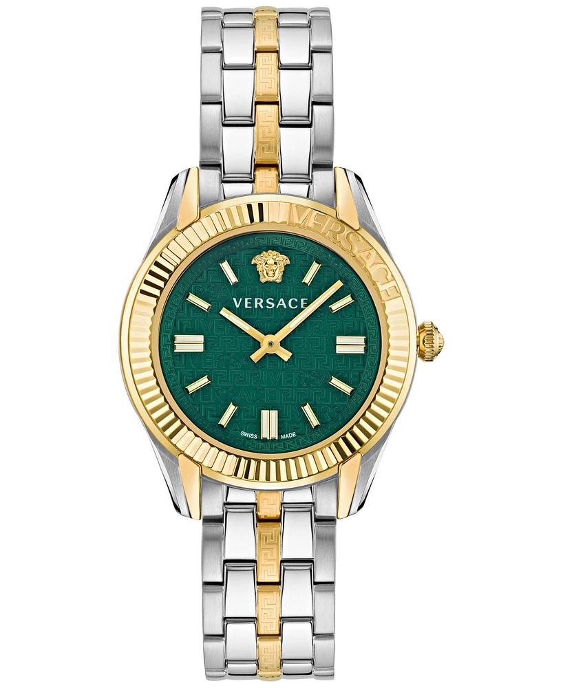 Versace Women's Swiss Greca Time Two Tone Stainless Steel Bracelet Watch 35mm