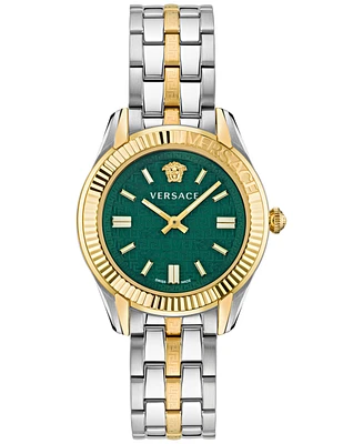 Versace Women's Swiss Greca Time Two Tone Stainless Steel Bracelet Watch 35mm