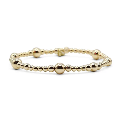 Non-Tarnishing Gold filled, 3mm, 4mm, 5mm, & 6mm Ball Stretch Bracelet
