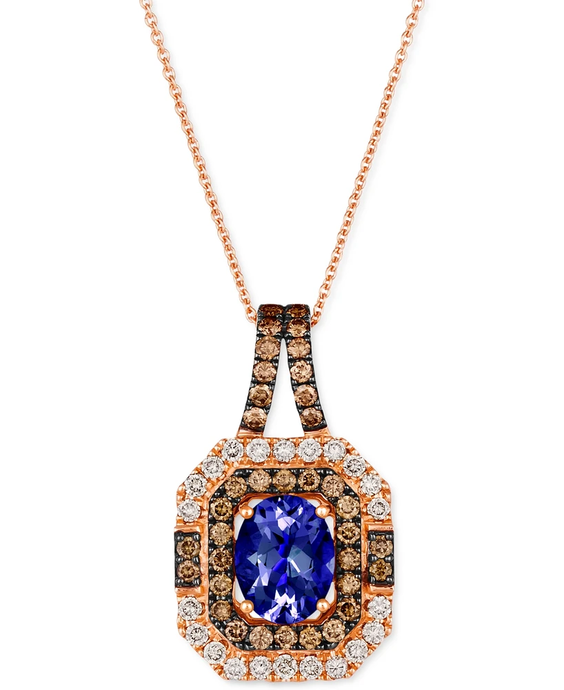 Le Vian Blueberry Tanzanite (1-3/4 ct. t.w.) & Diamond (1-1/10 ct. t.w.) Pendant Necklace in 14k Rose Gold, 18" + 2" extender